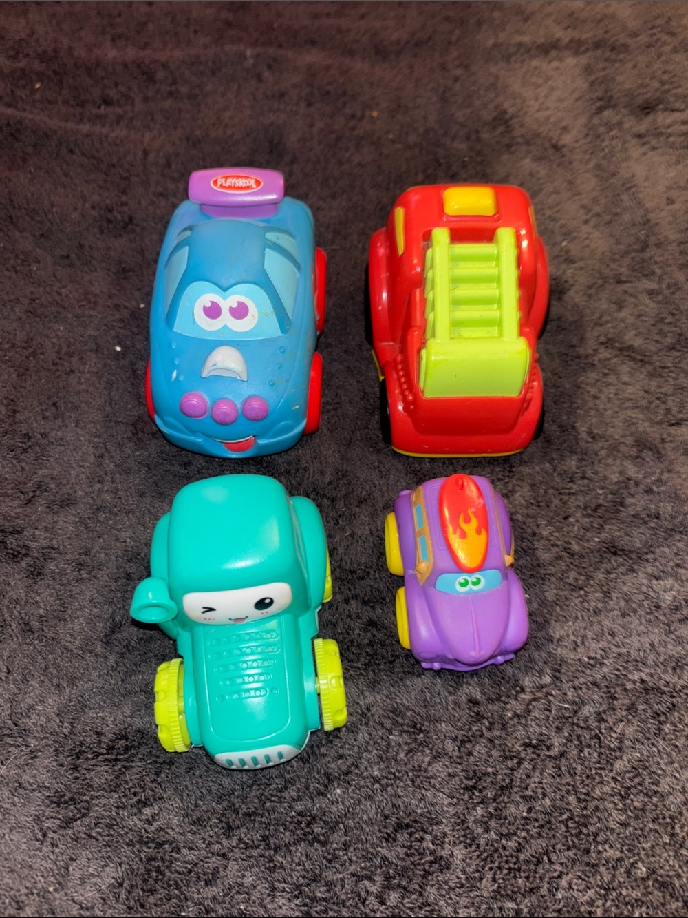 Playskool Colorful Mini Vehicle Pack - Blue, Red, Teal & Purple